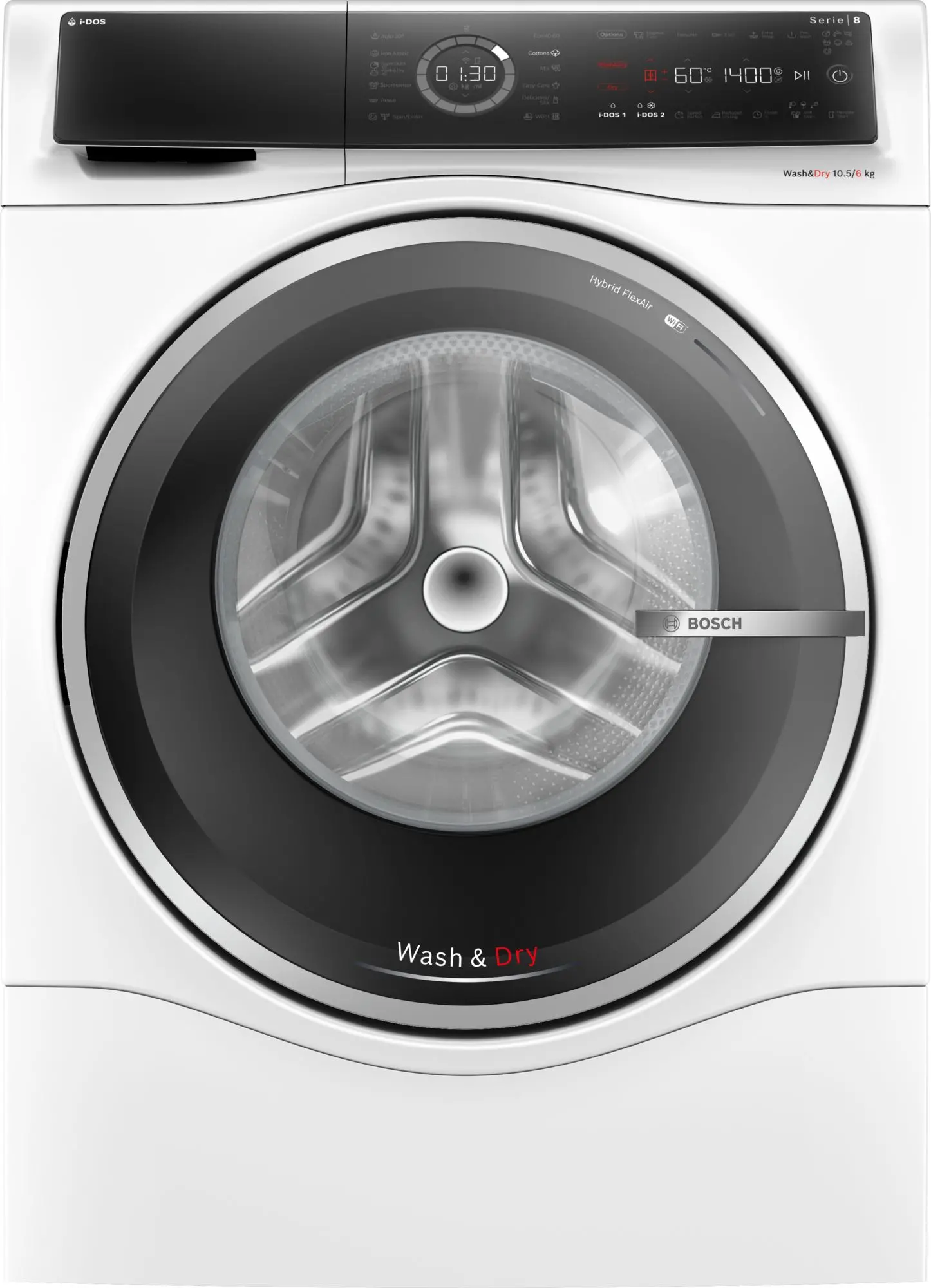 Masina de spalat rufe cu uscator Bosch WNC254A0BY seria 8, 10.5/6 kg, Alb